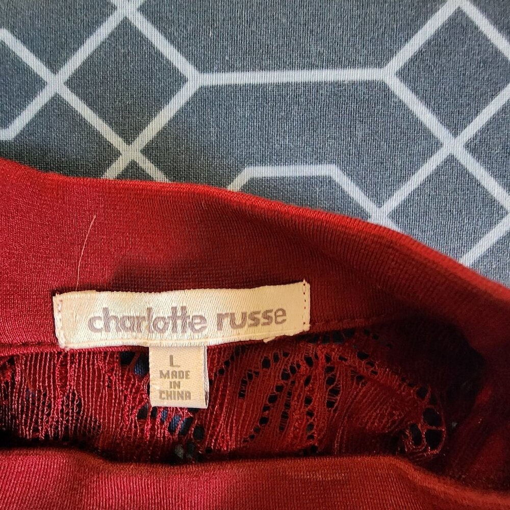 Charlotte Russe Maroon Bodycon Mini Dress | Large - Picture 4 of 5